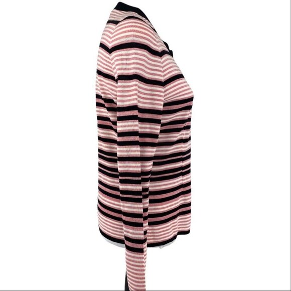 Misook Women's NWT Pink Striped Button Down‎ Long Sleeve Cardigan Sweater XS/C36 - Picture 2 of 10